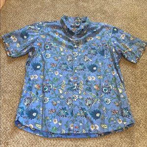 Daniel Cremieux Blue Floral Cotton Button Down XXL